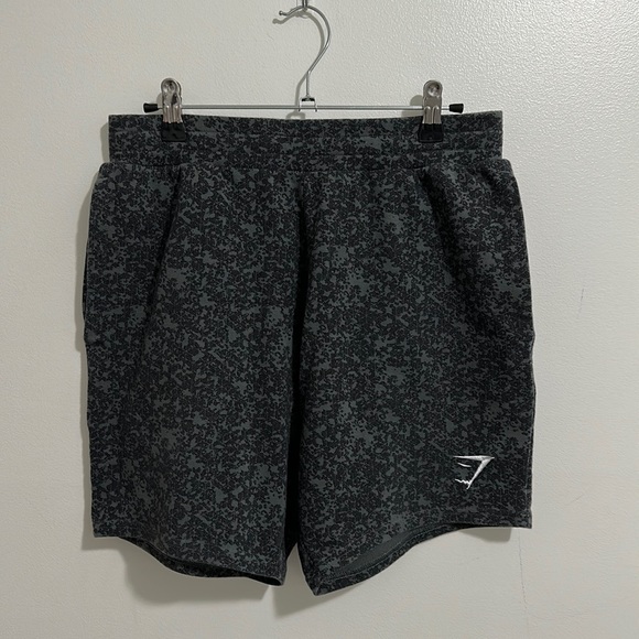 Gymshark Shorts Gymshark Gray Black Printed 7 Inseam Drawstring